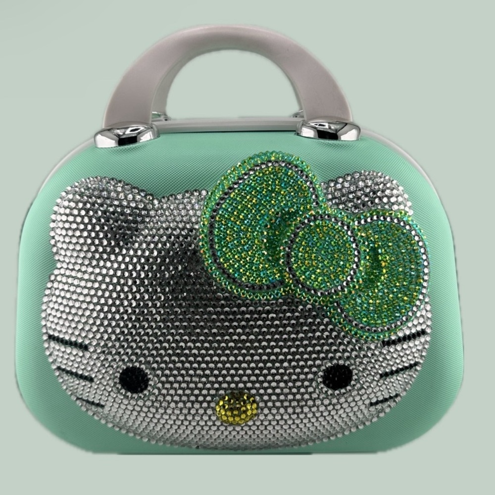 Hello Kitty Bling Mint Green Suitcase Travel Luggage- NEW - Picture 4 of 4